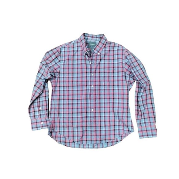 Bonobos Plaid Slim Fit Long Sleeve Button Down Shirt Blue/Pink Men's L Short - Picture 2 of 10